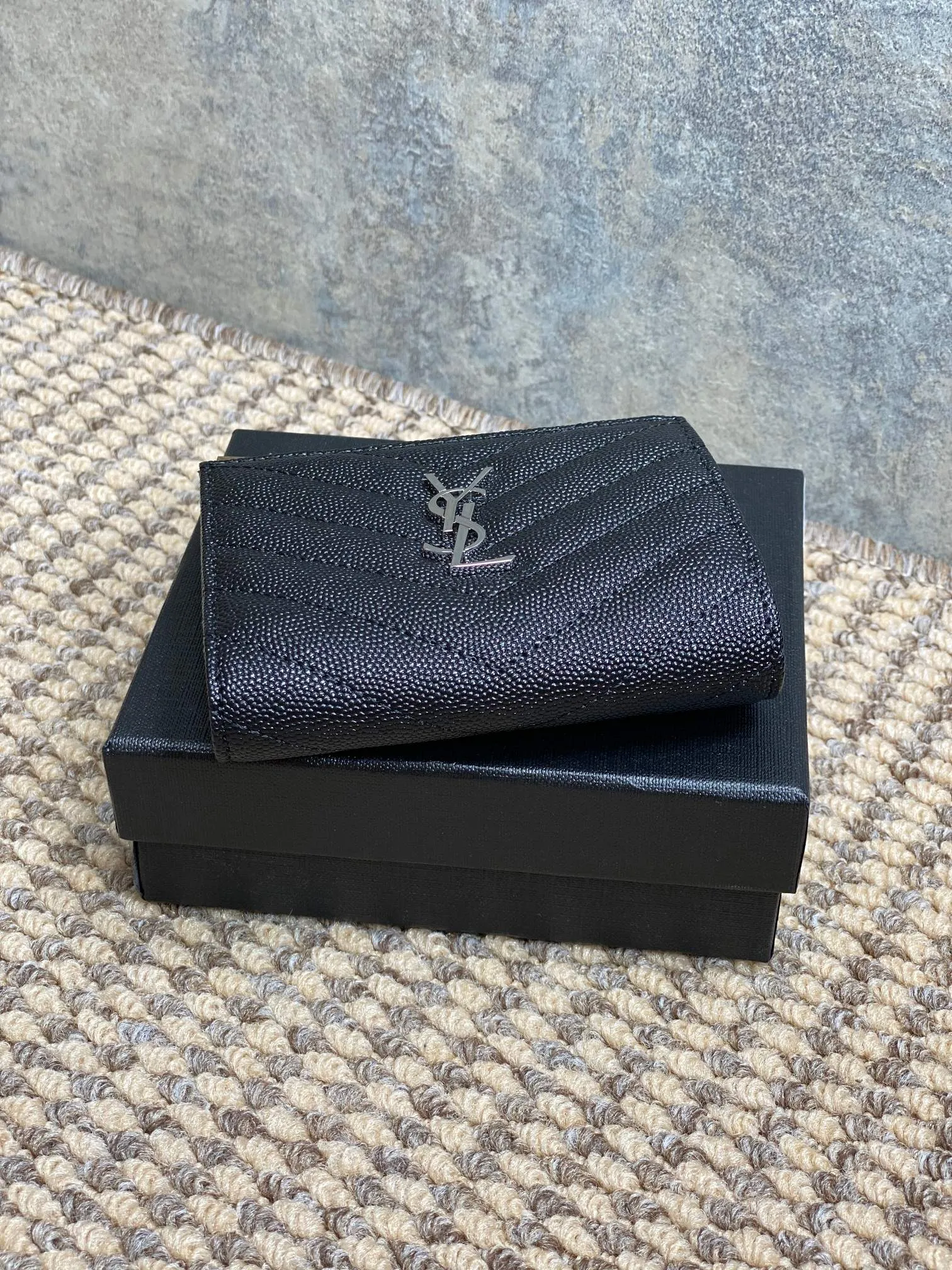 YSL サンローラン キャビアウォレット ブラック キルティング - 画像 (4)