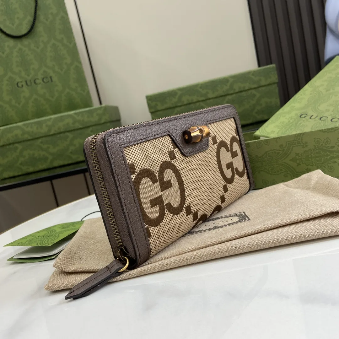 グッチ アリア バンブーウォレット ブラウン キャンバス GG - 画像 (3)