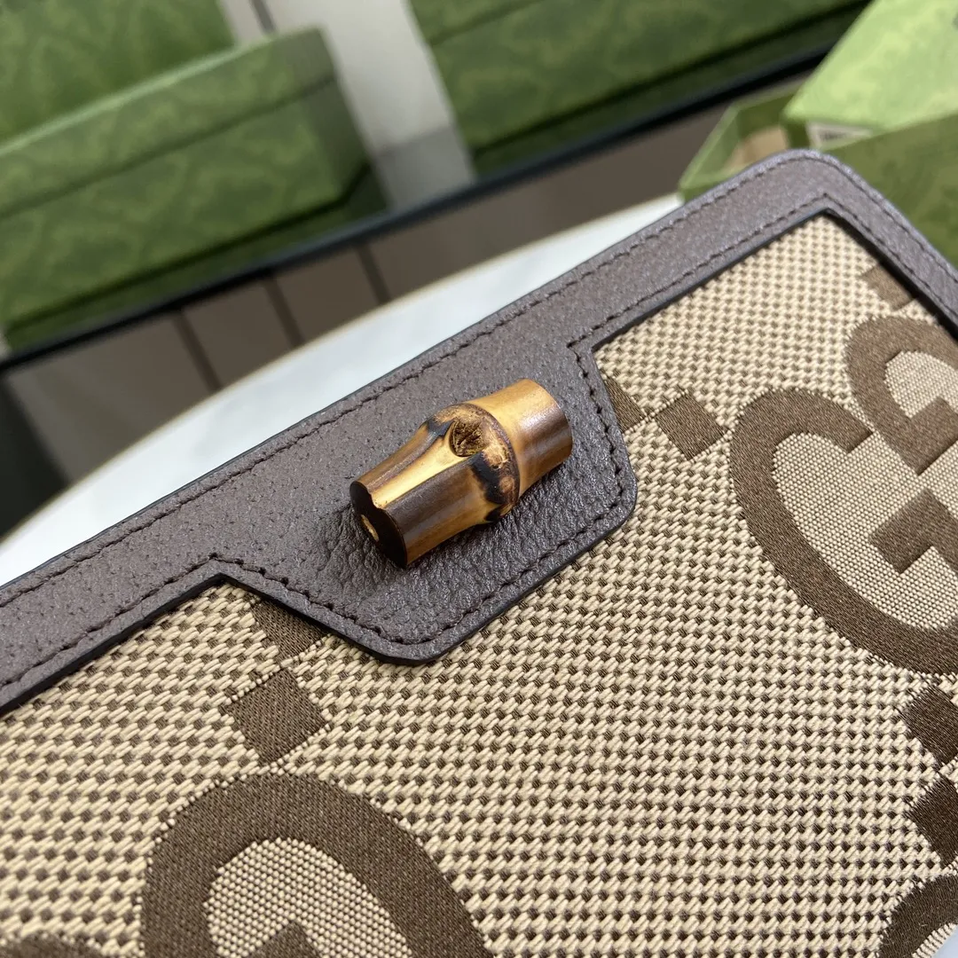 グッチ アリア バンブーウォレット ブラウン キャンバス GG - 画像 (6)