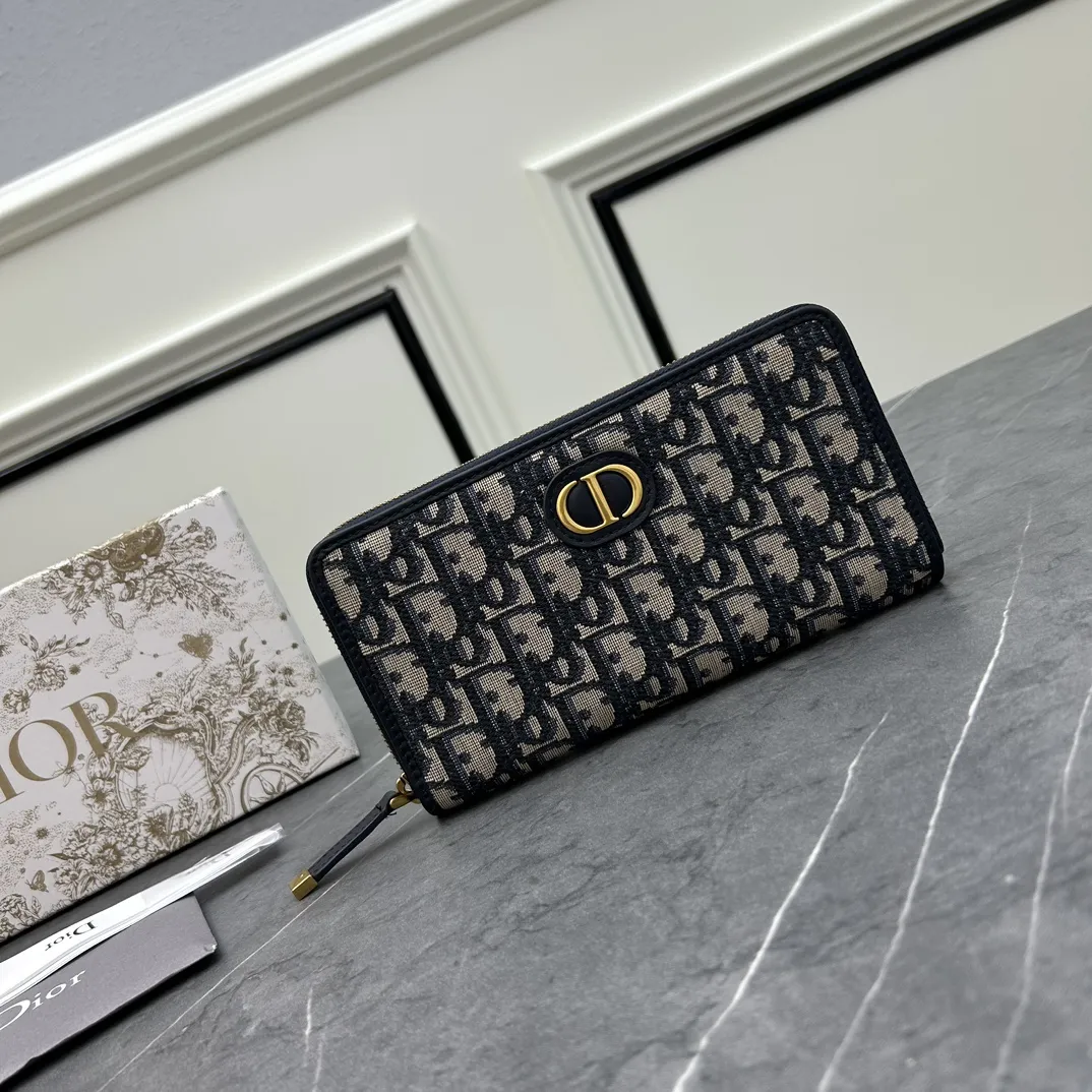 ディオール オブリーク ロングジップウォレット ブラックパターン