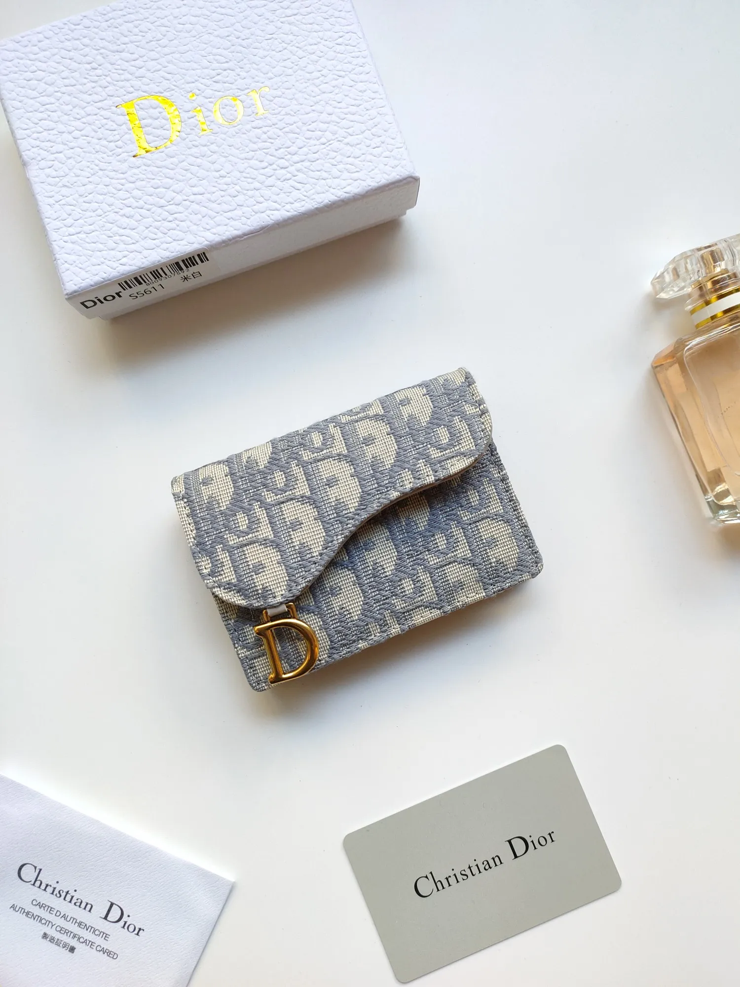 ディオール サドル フラップ カードホルダー グレー オブリーク