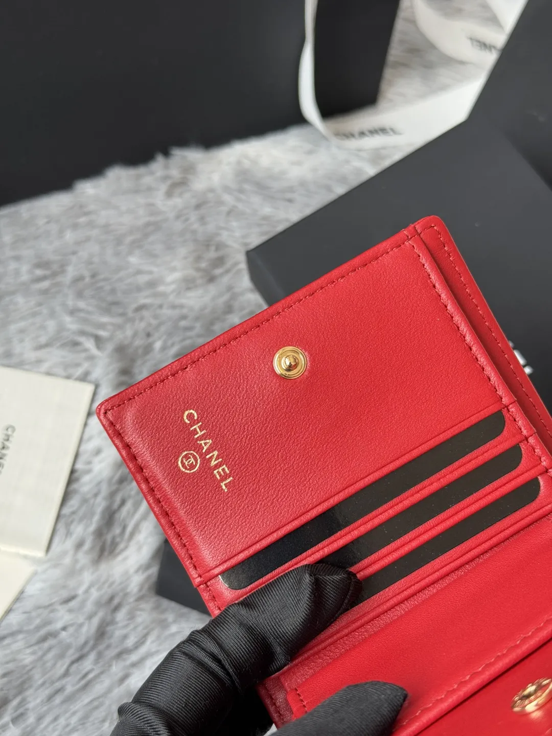 シャネル A84028 レッド キルティング ウォレット - 画像 (8)