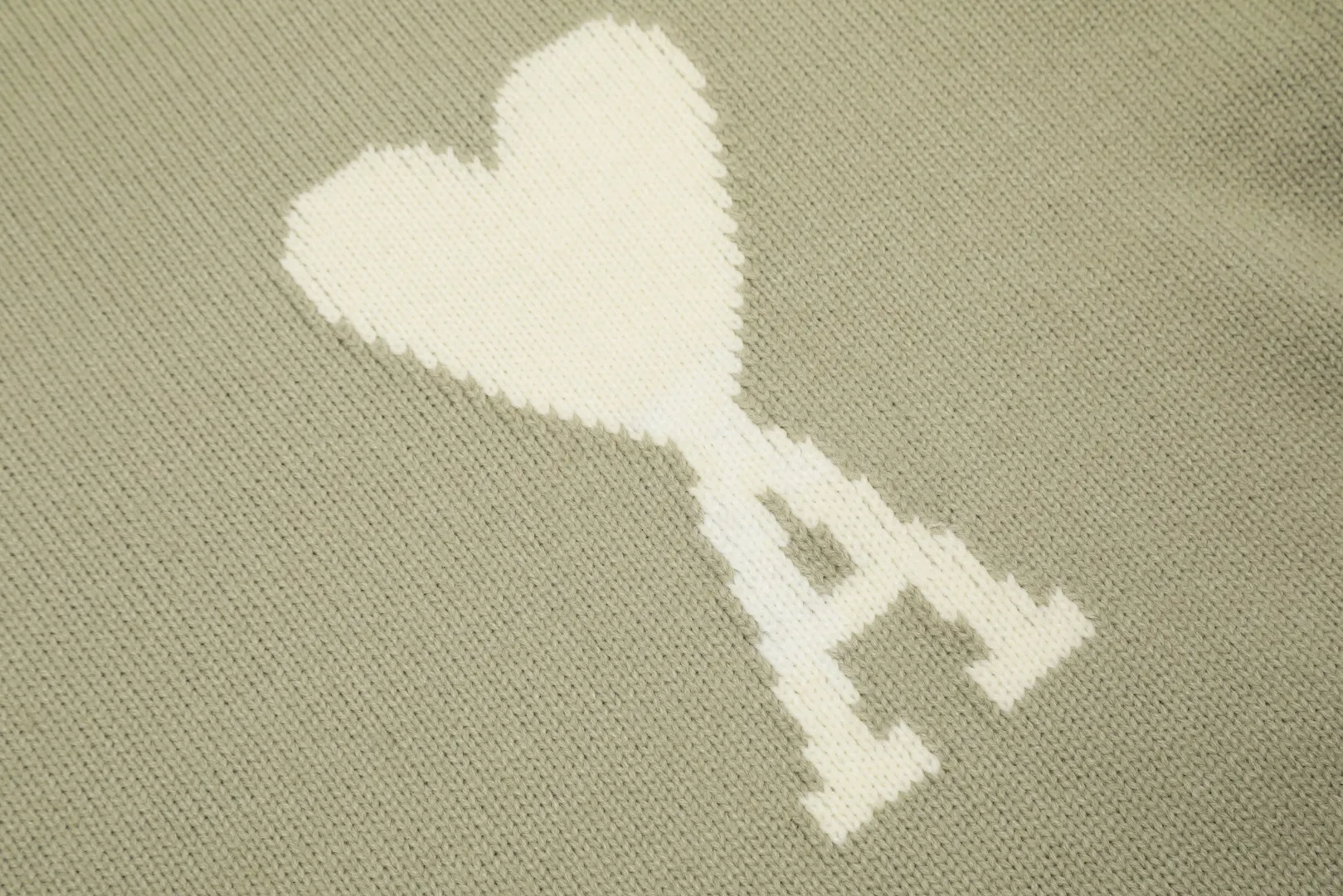 Ami Heart Turtleneck Sweater Khaki Style - Image 5