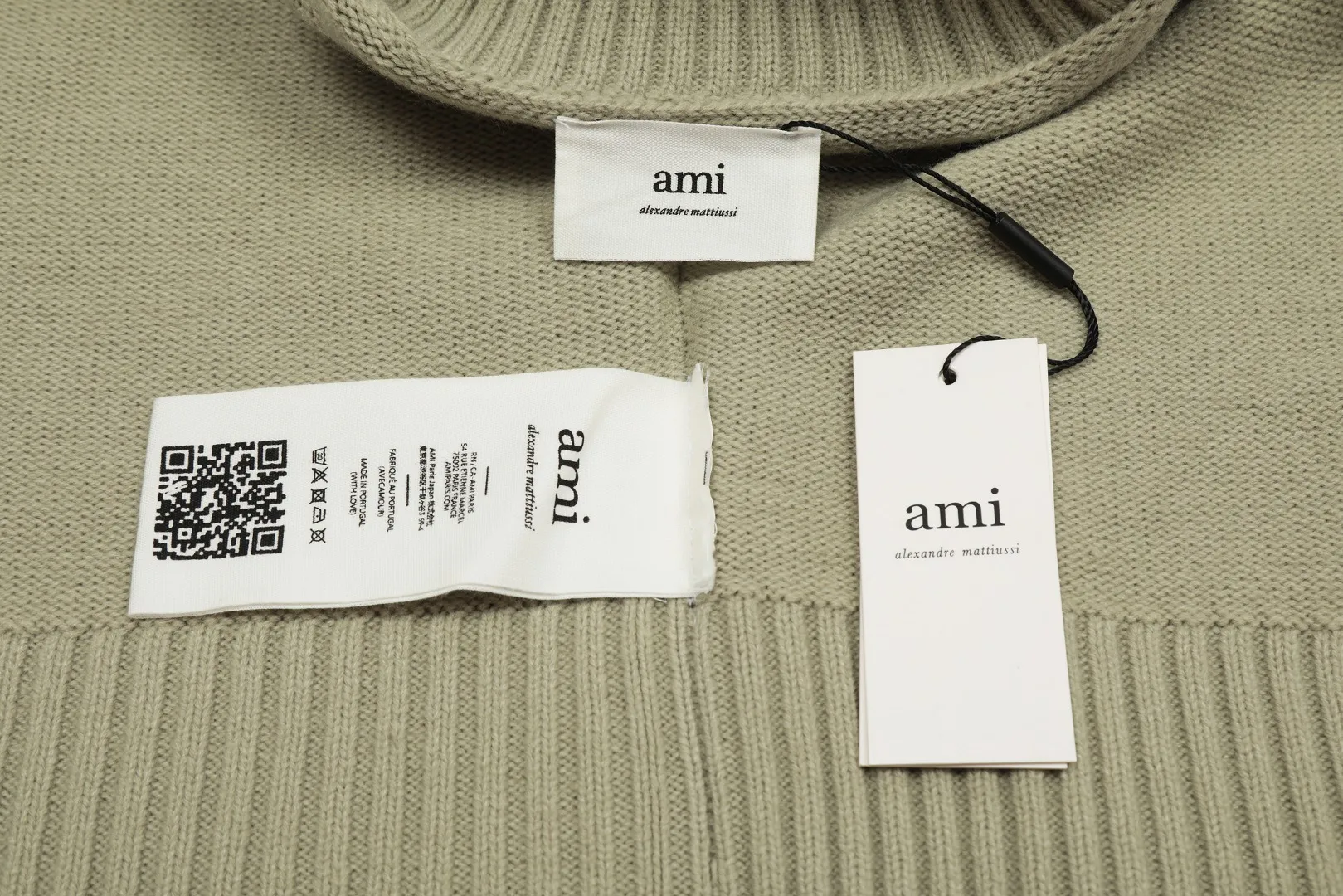 Ami Heart Turtleneck Sweater Khaki Style - Image 6