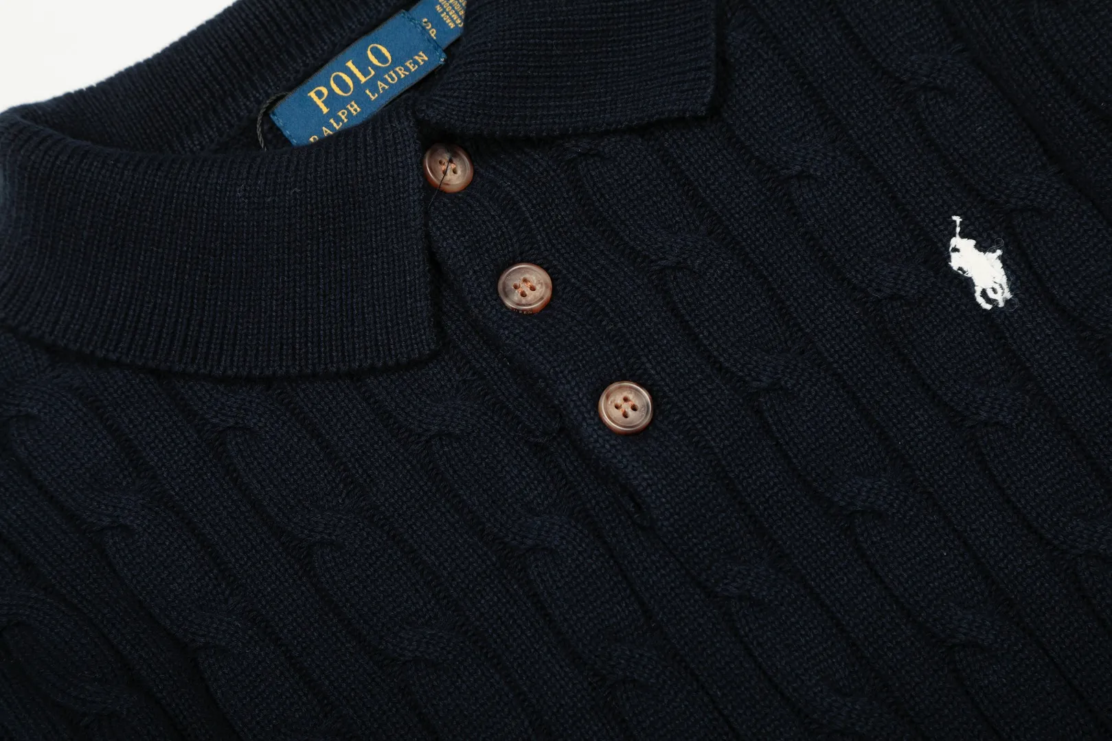 Ralph Lauren Polo Sweater Navy Cable Knit - Image 5