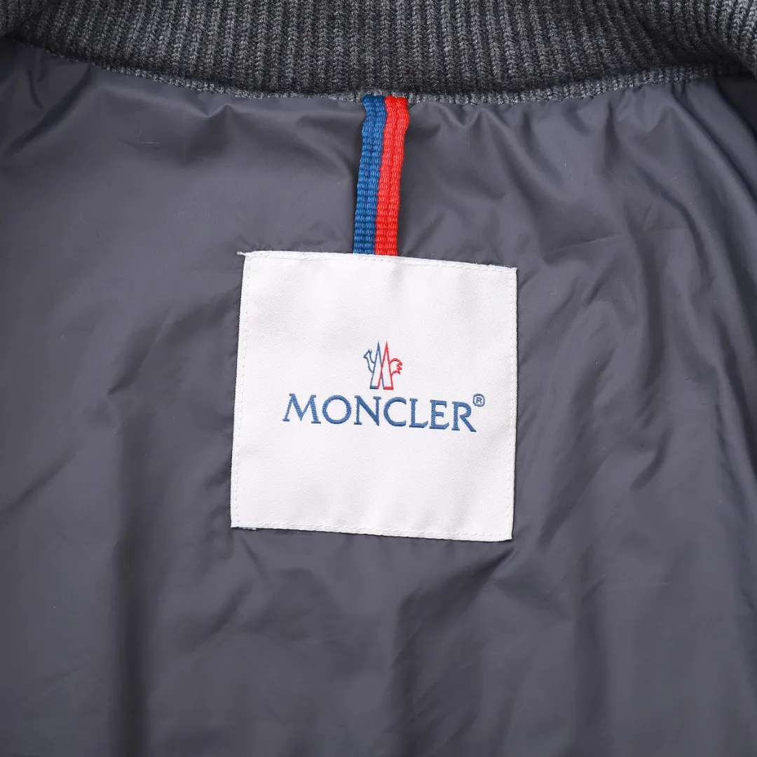 Moncler Knit Down Jacket Grey Stand Collar - Image 16