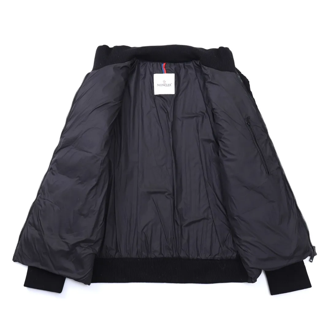 Moncler Knit Down Jacket Black Stand Collar - Image 3