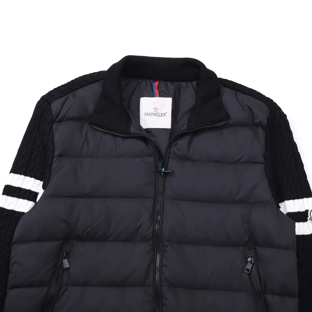 Moncler Knit Down Jacket Black Stand Collar - Image 5