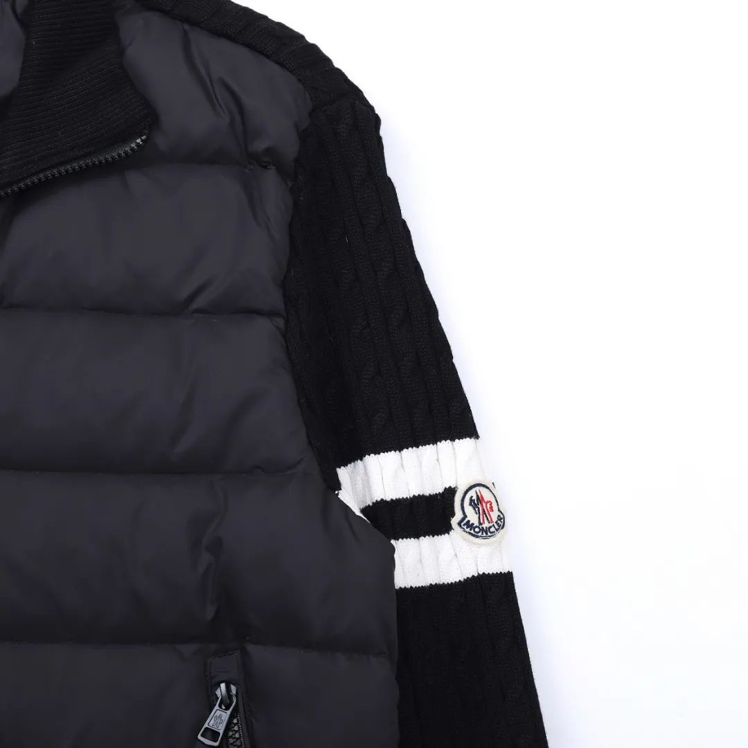 Moncler Knit Down Jacket Black Stand Collar - Image 7