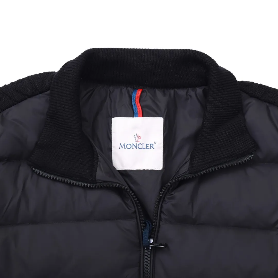 Moncler Knit Down Jacket Black Stand Collar - Image 9