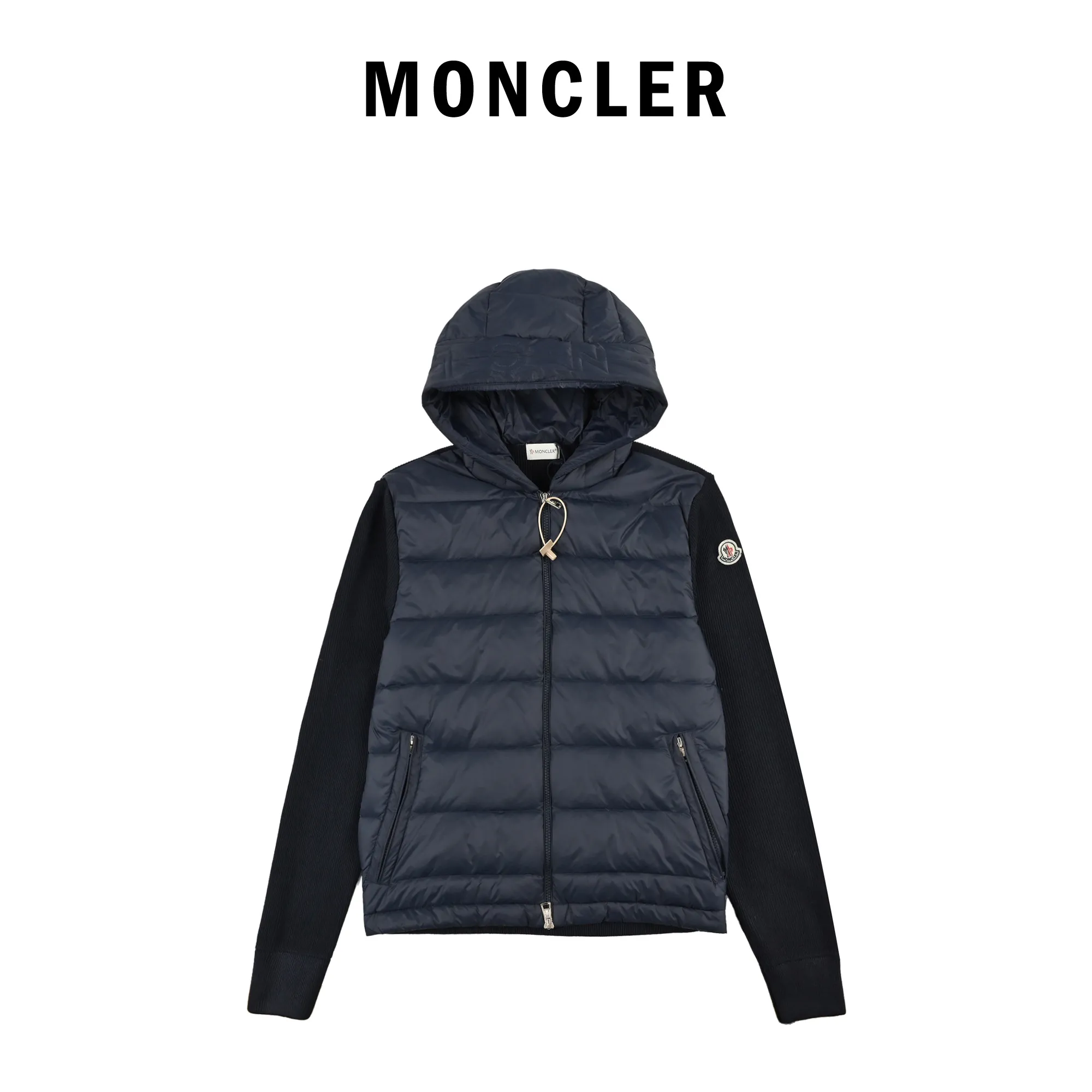 Moncler Knit Hooded Down Jacket Black