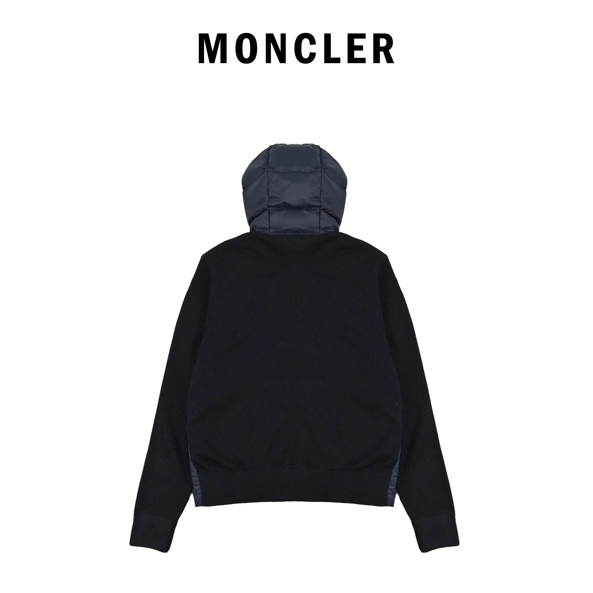 Moncler Knit Hooded Down Jacket Black - Image 3