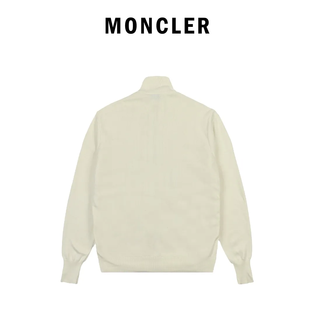 Moncler Knit Down Jacket White Stand Collar - Image 3