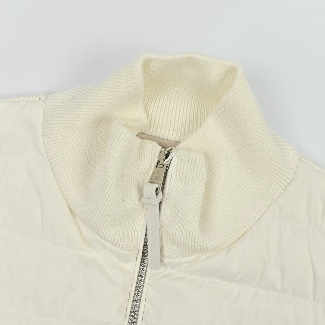 Moncler Knit Down Jacket White Stand Collar - Image 12
