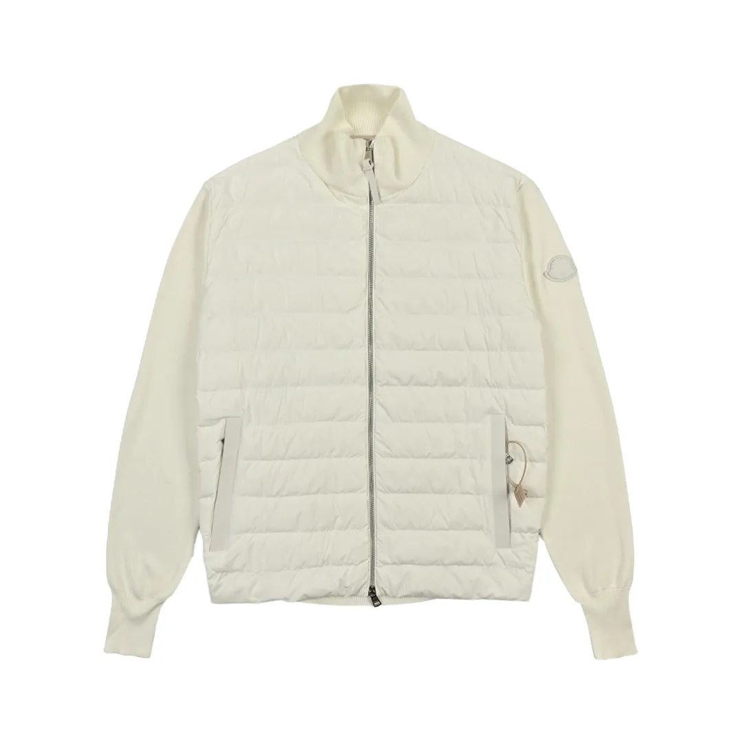 Moncler Knit Down Jacket White Stand Collar - Image 4