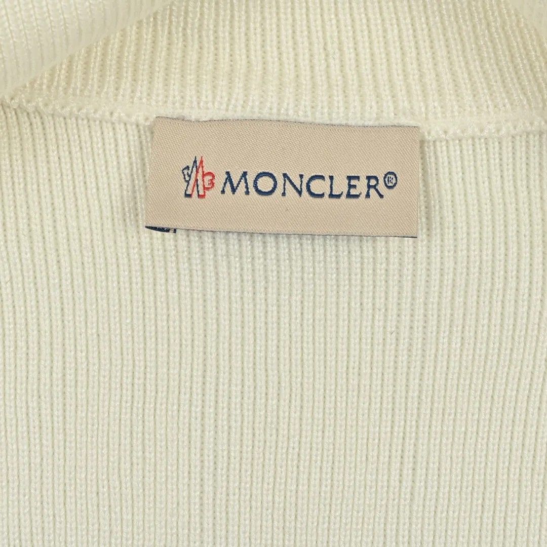 Moncler Knit Down Jacket White Stand Collar - Image 10