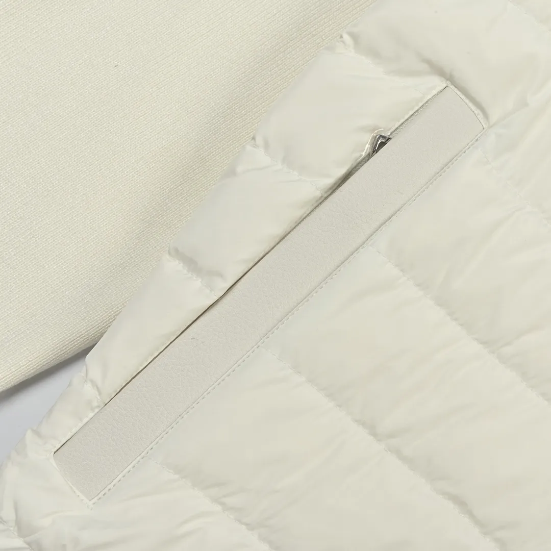 Moncler Knit Down Jacket White Stand Collar - Image 11