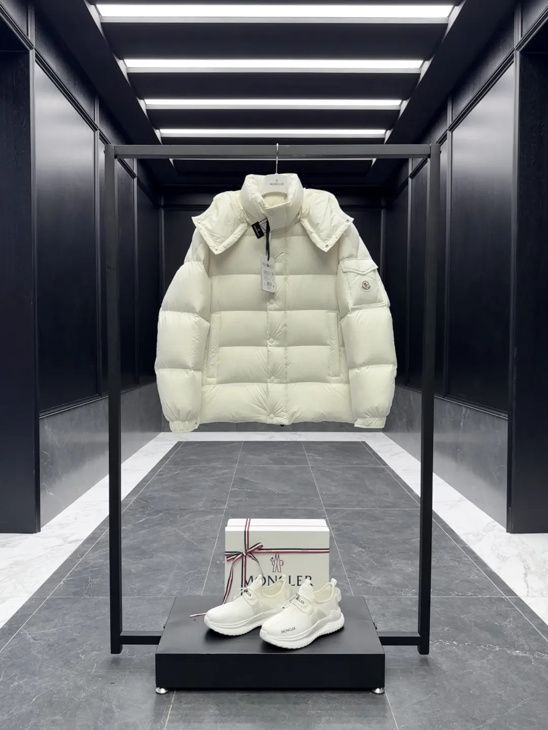 Moncler Maya 70 Down Jacket Cream White - Image 3