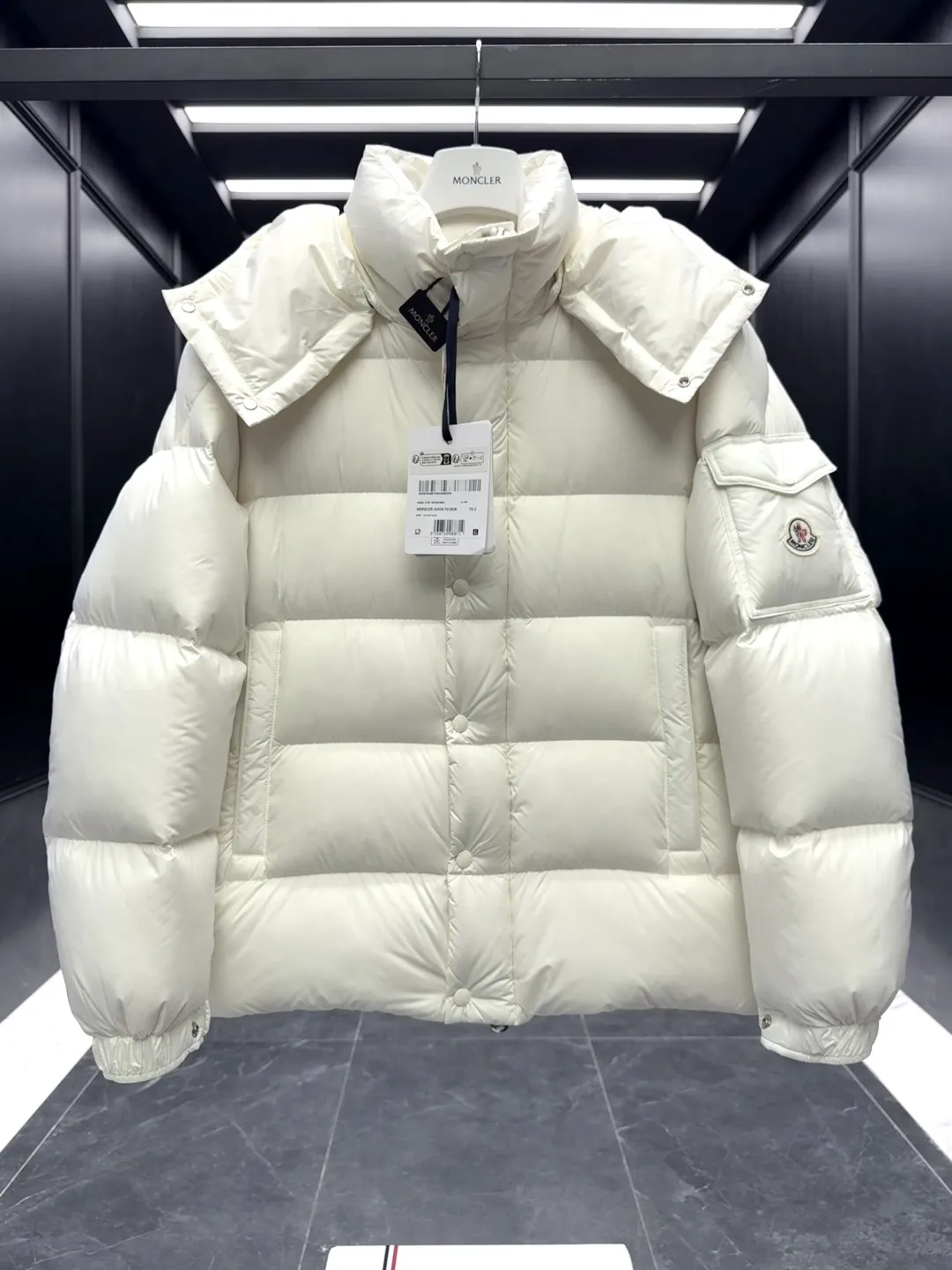 Moncler Maya 70 Down Jacket Cream White - Image 5