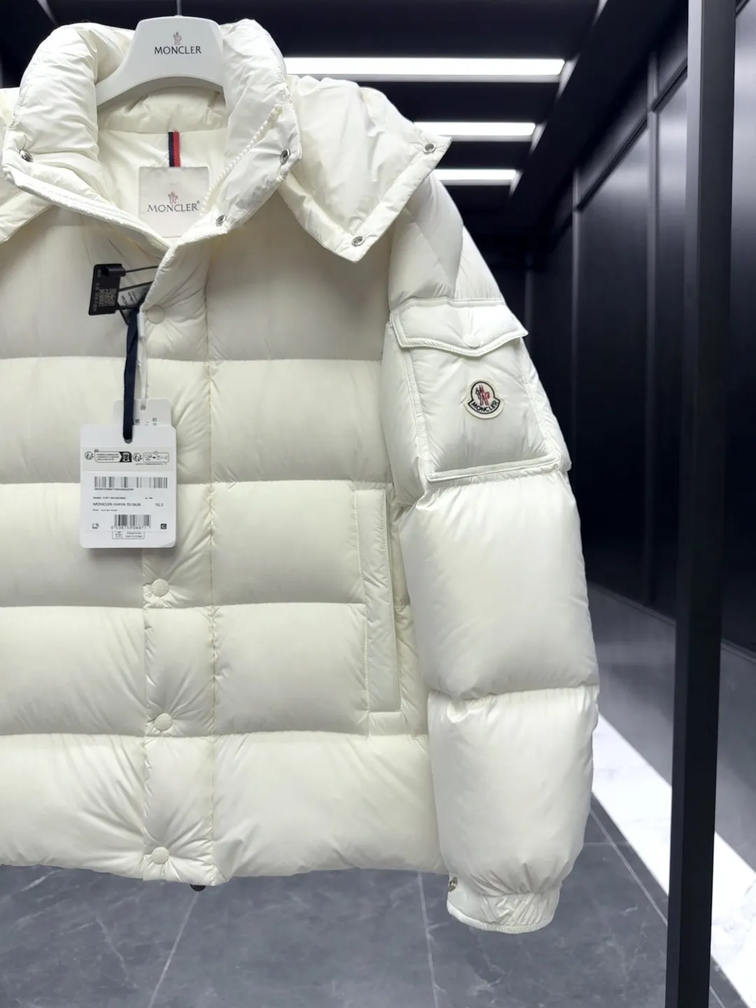Moncler Maya 70 Down Jacket Cream White - Image 8