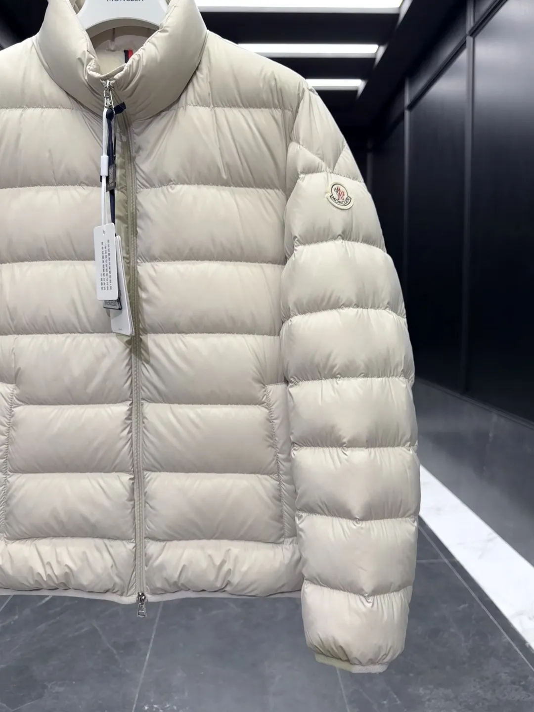 Moncler Baudinet Down Jacket Ivory Short - Image 6