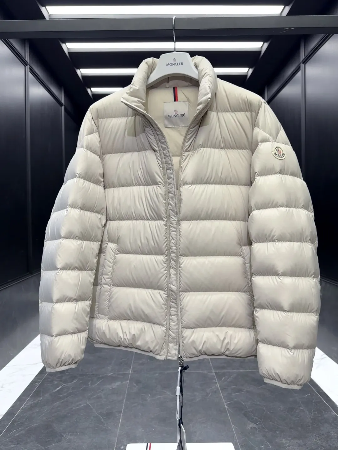 Moncler Baudinet Down Jacket Ivory Short - Image 8