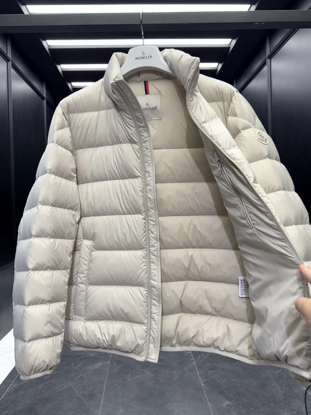 Moncler Baudinet Down Jacket Ivory Short - Image 9
