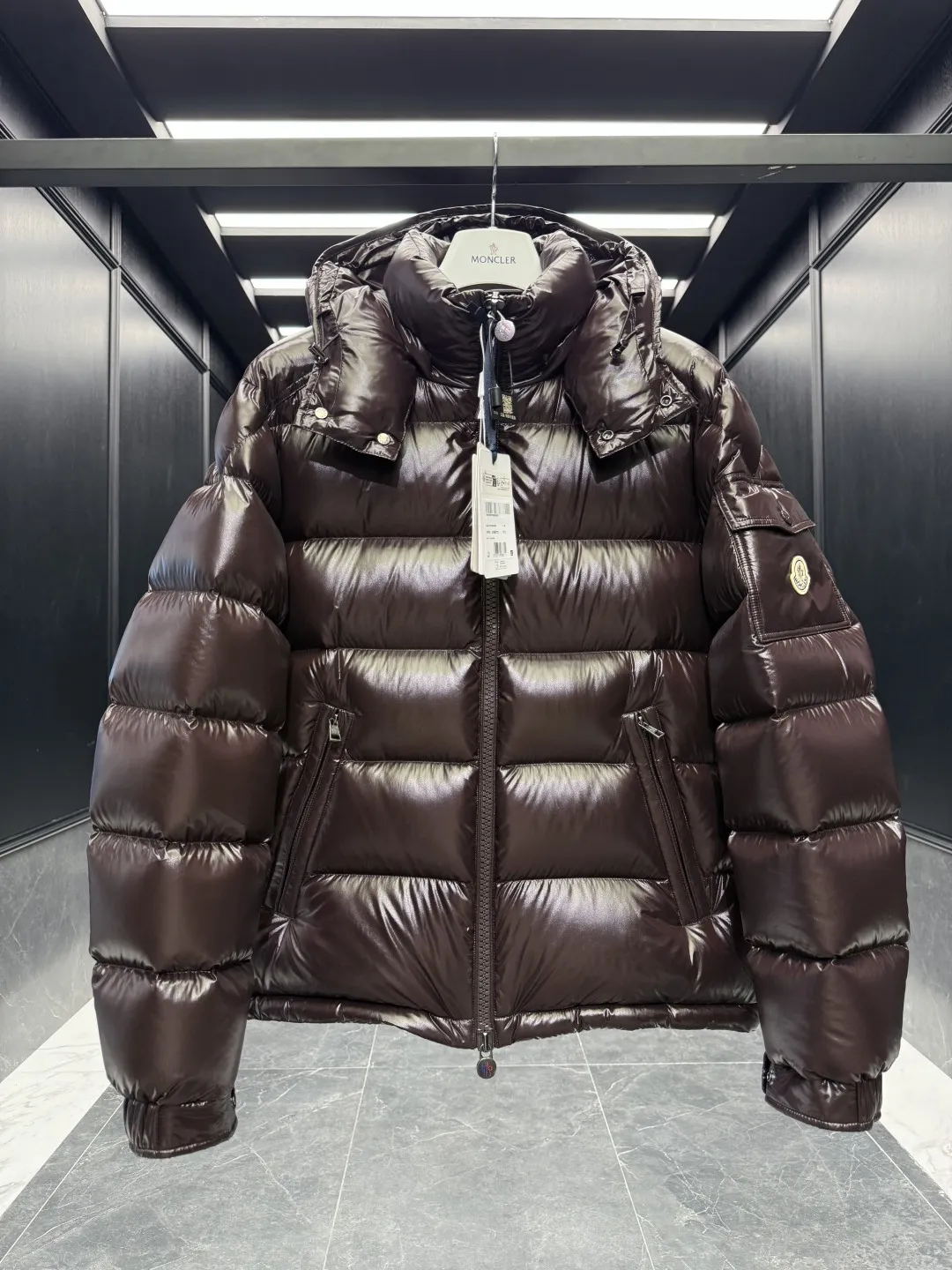 Moncler Maya Jacket Chocolate Short Style - Image 6