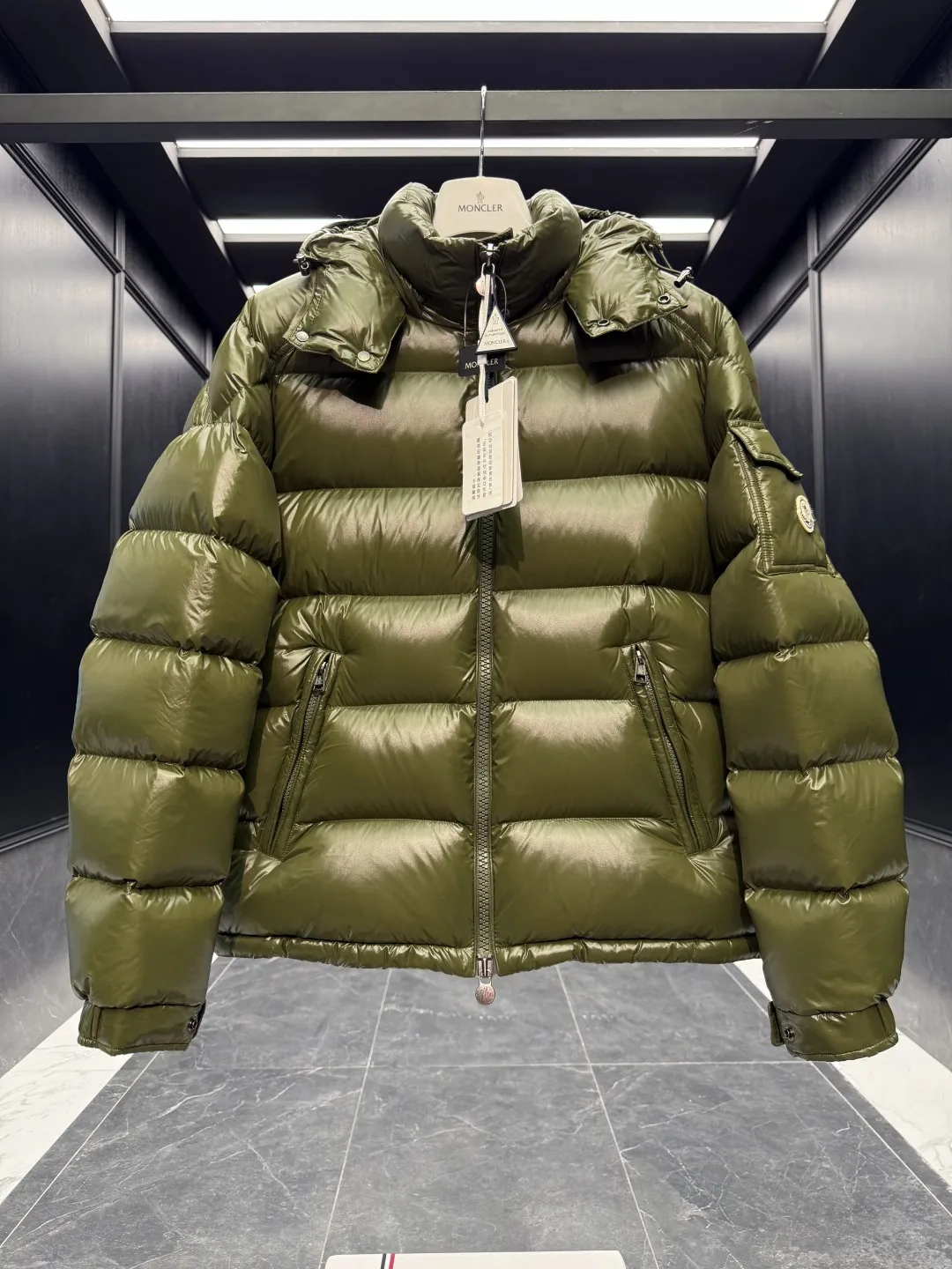 Moncler Maya Jacket Olive Green Quilted - Image 6