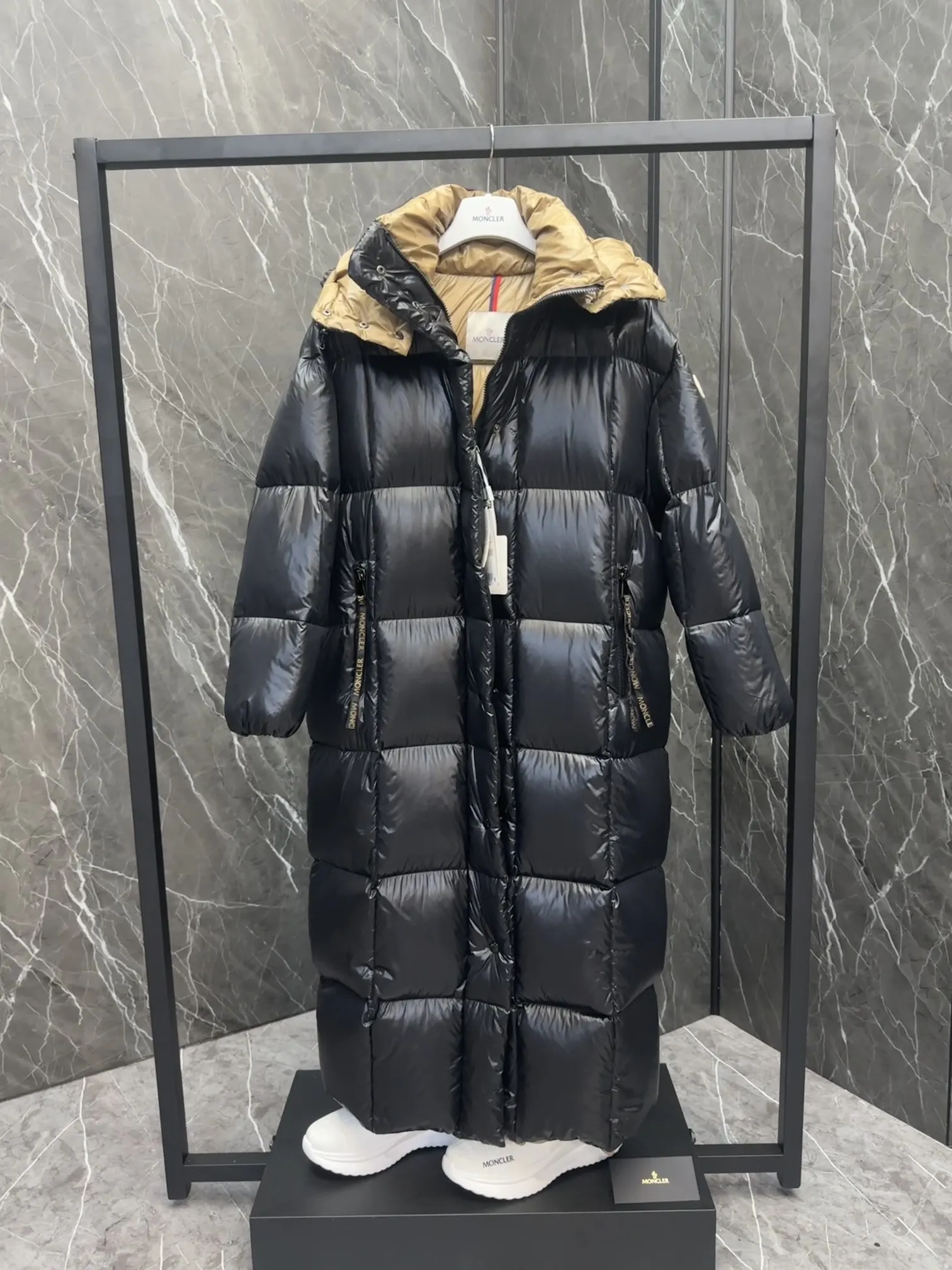 Moncler Parnaiba Long Down Jacket Black - Image 3