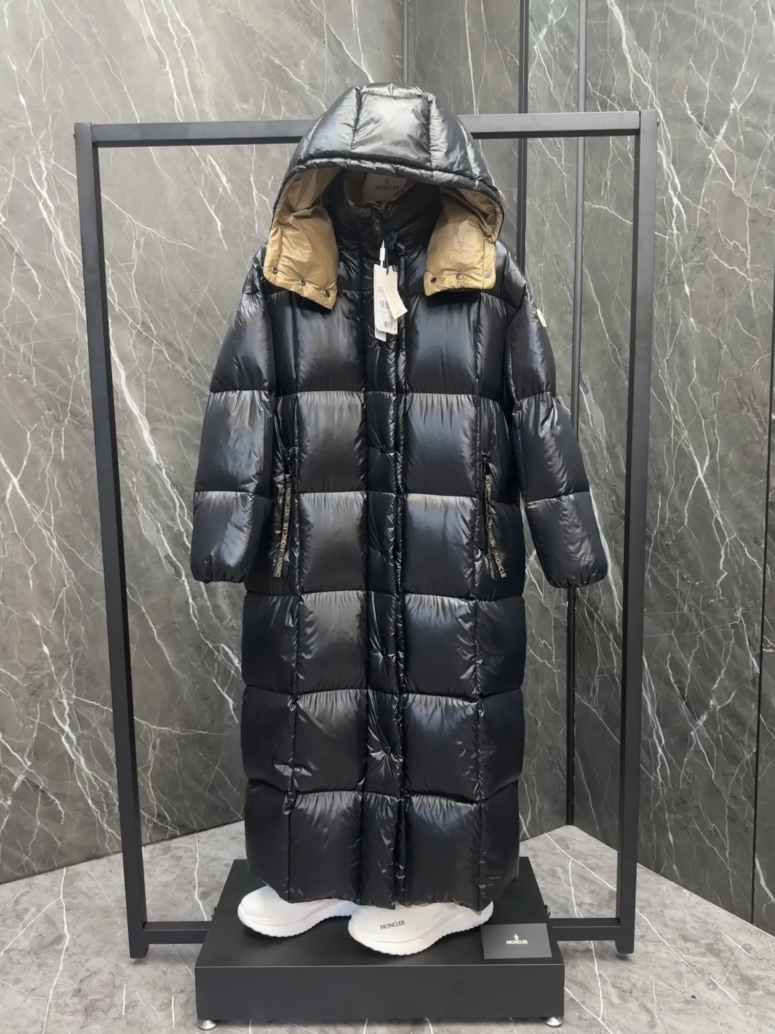 Moncler Parnaiba Long Down Jacket Black - Image 4