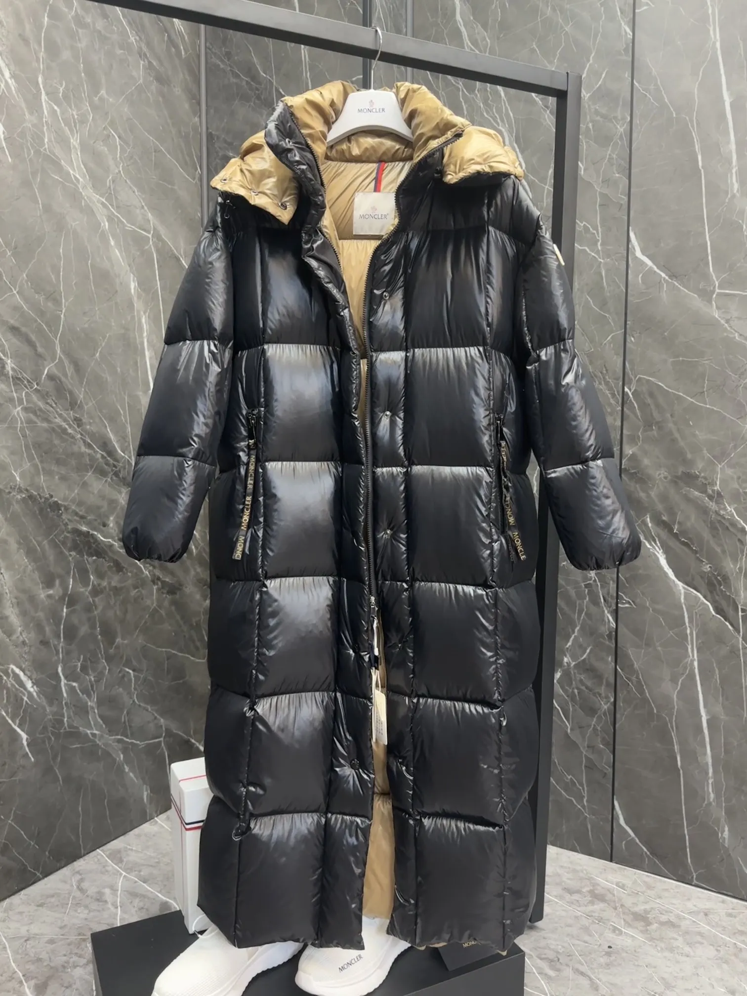 Moncler Parnaiba Long Down Jacket Black - Image 5