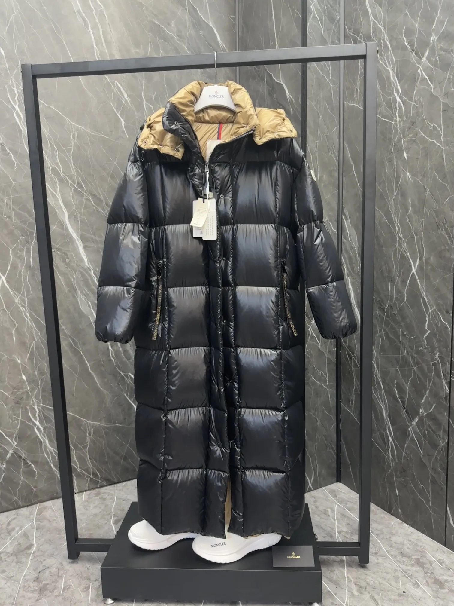 Moncler Parnaiba Long Down Jacket Black - Image 6