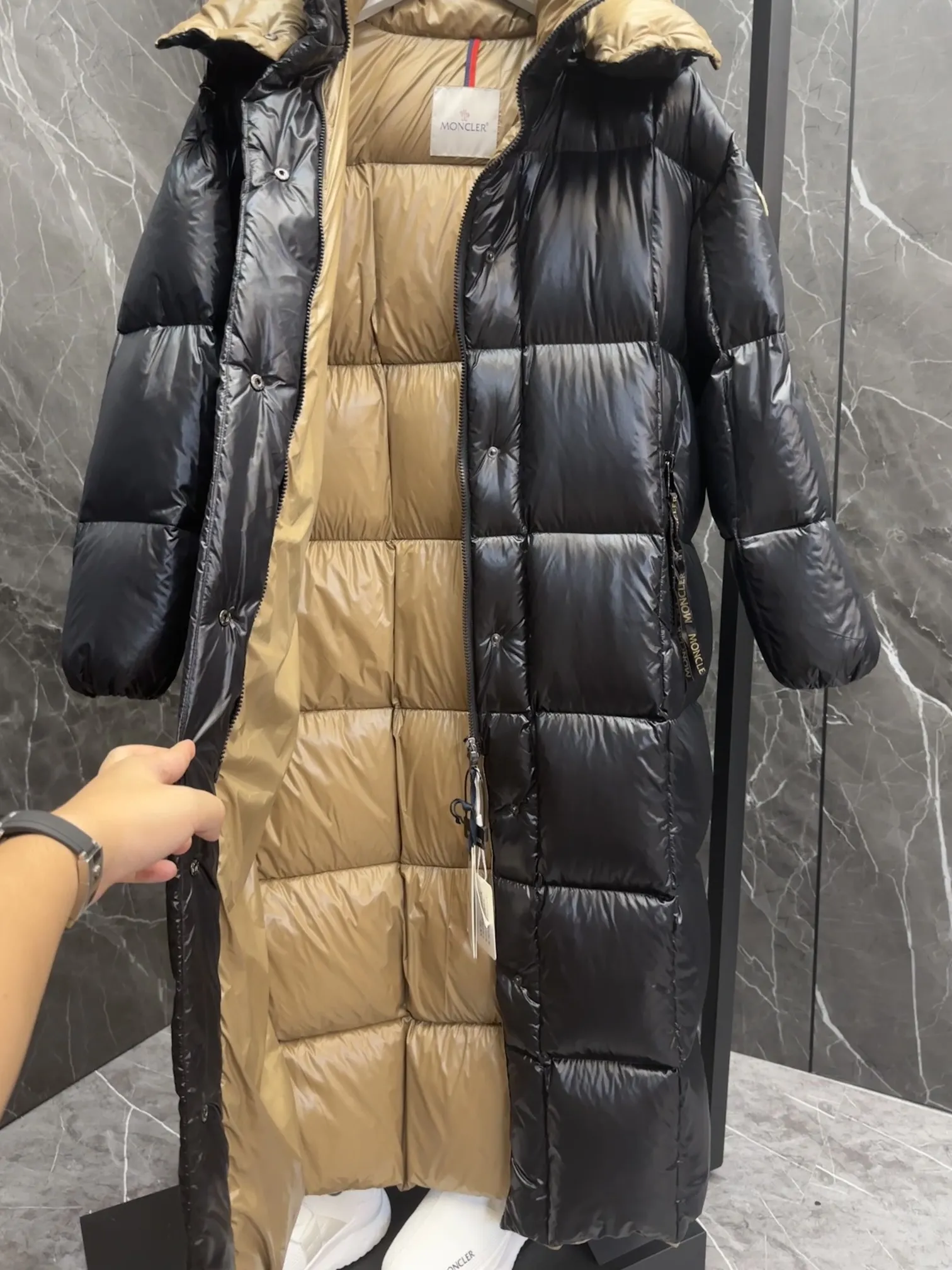 Moncler Parnaiba Long Down Jacket Black - Image 7