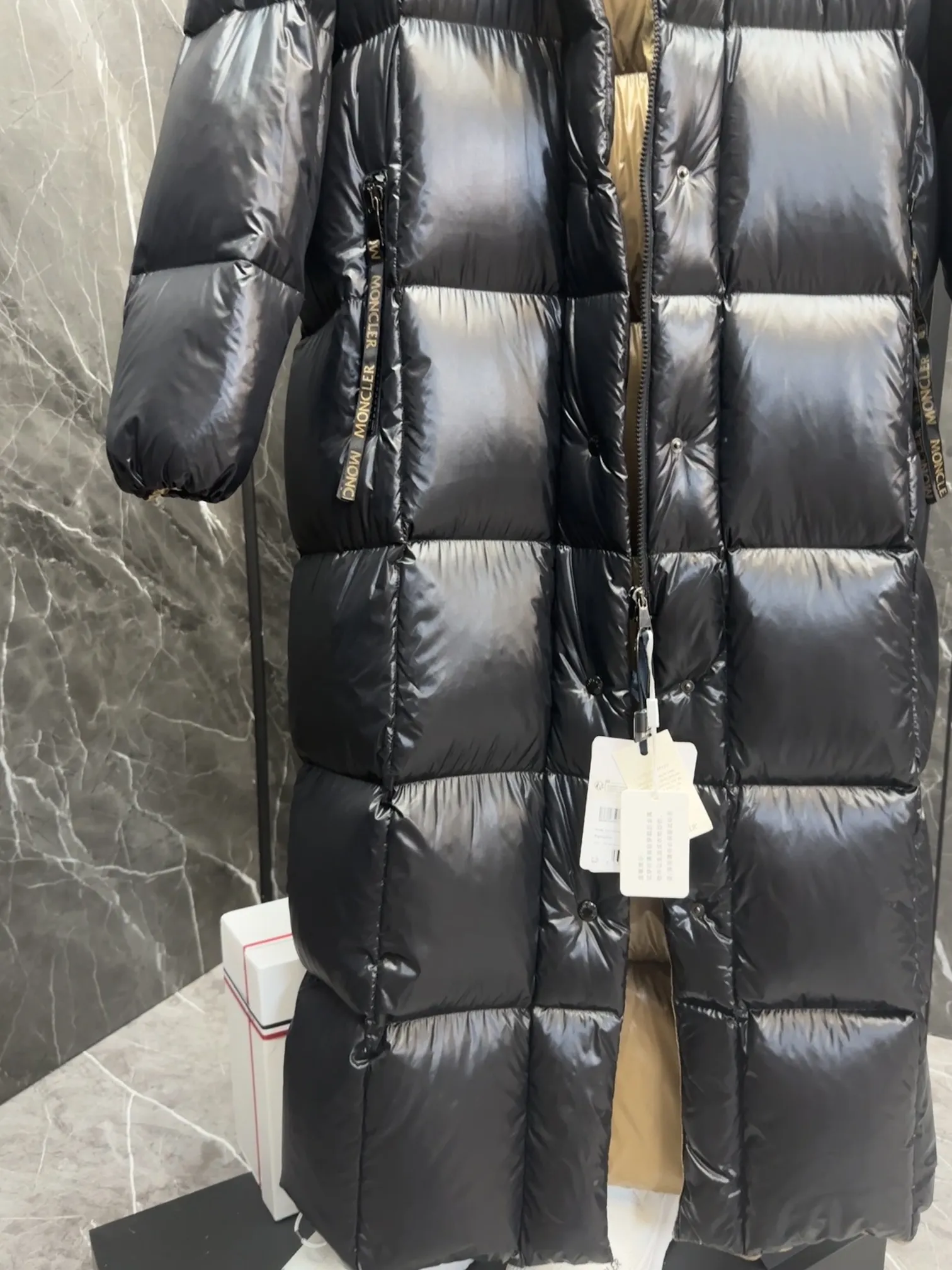 Moncler Parnaiba Long Down Jacket Black - Image 8