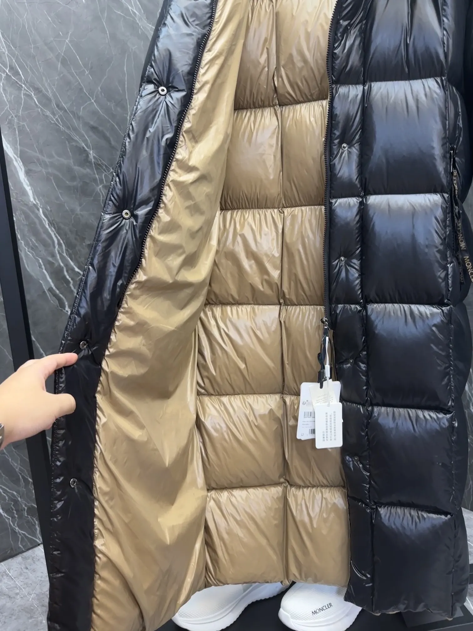 Moncler Parnaiba Long Down Jacket Black - Image 9