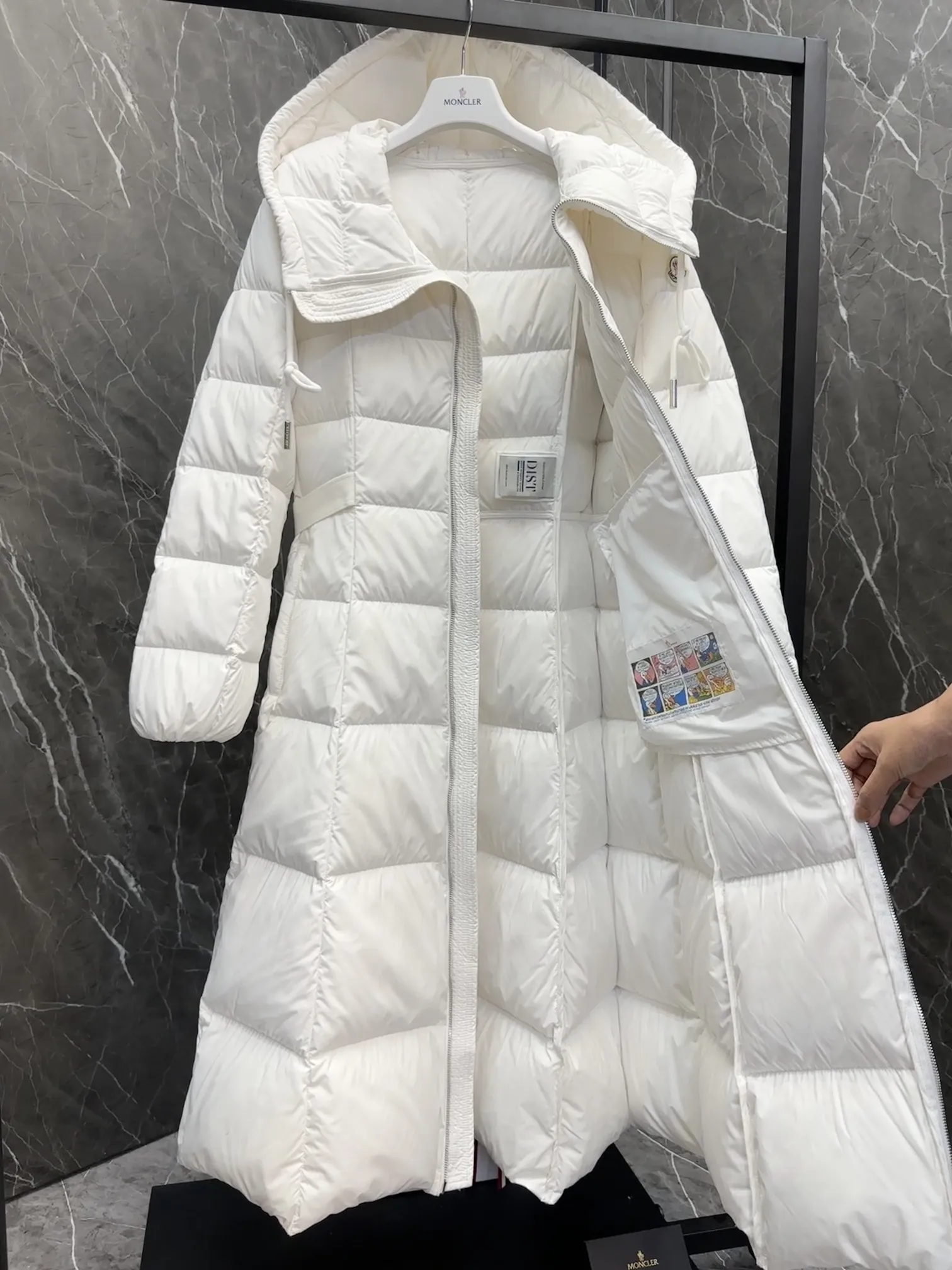 Moncler Faucon Long Down Coat White Women - Image 9