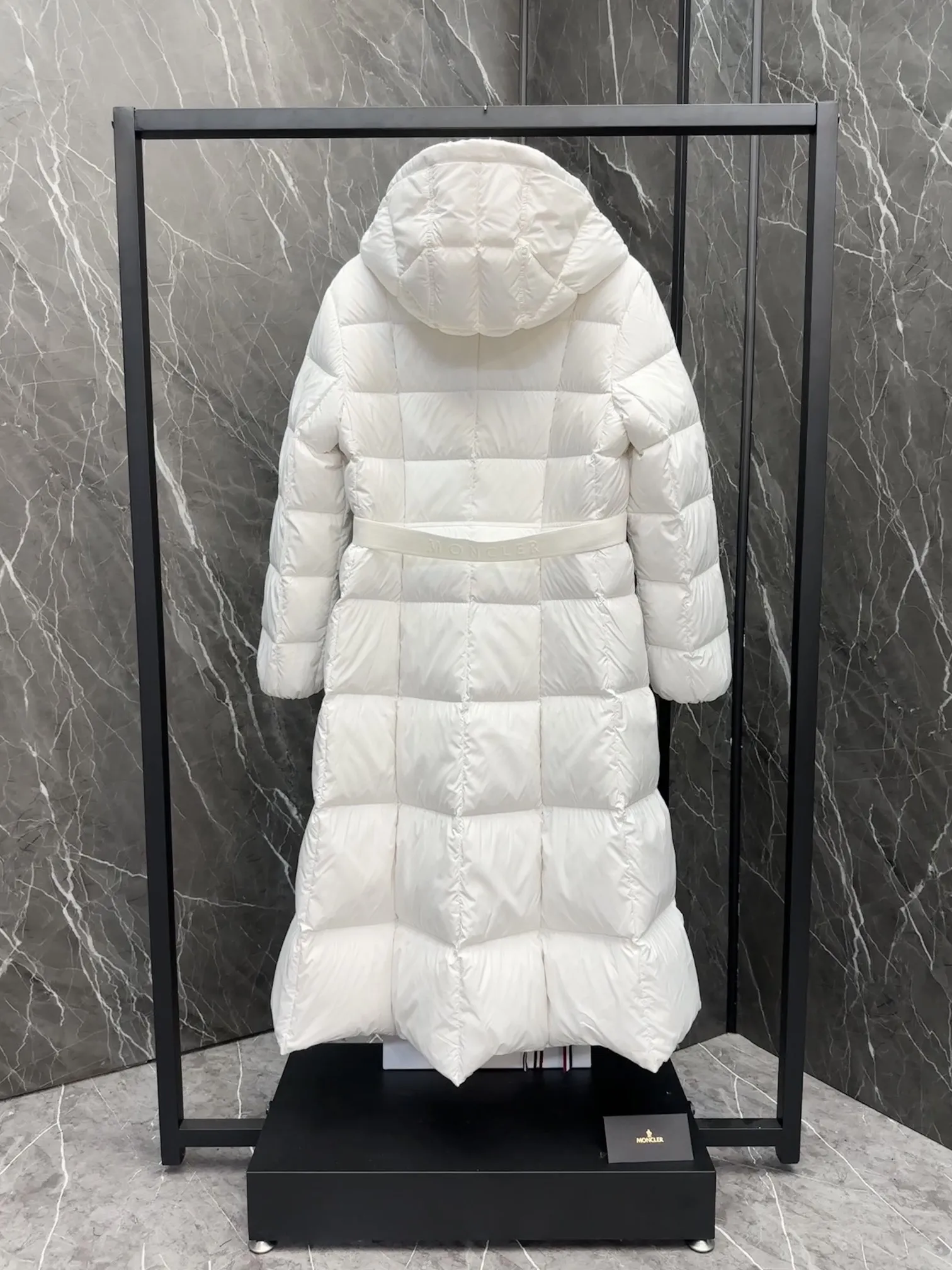Moncler Faucon Long Down Coat White Women - Image 10