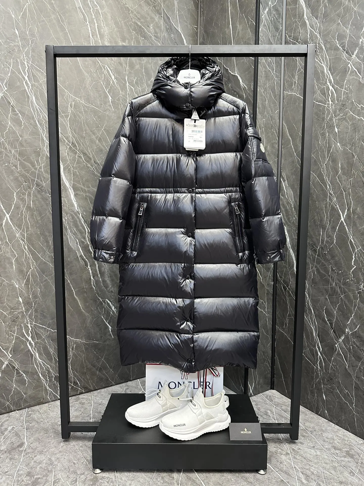 Moncler Cavettaz Long Down Jacket Black