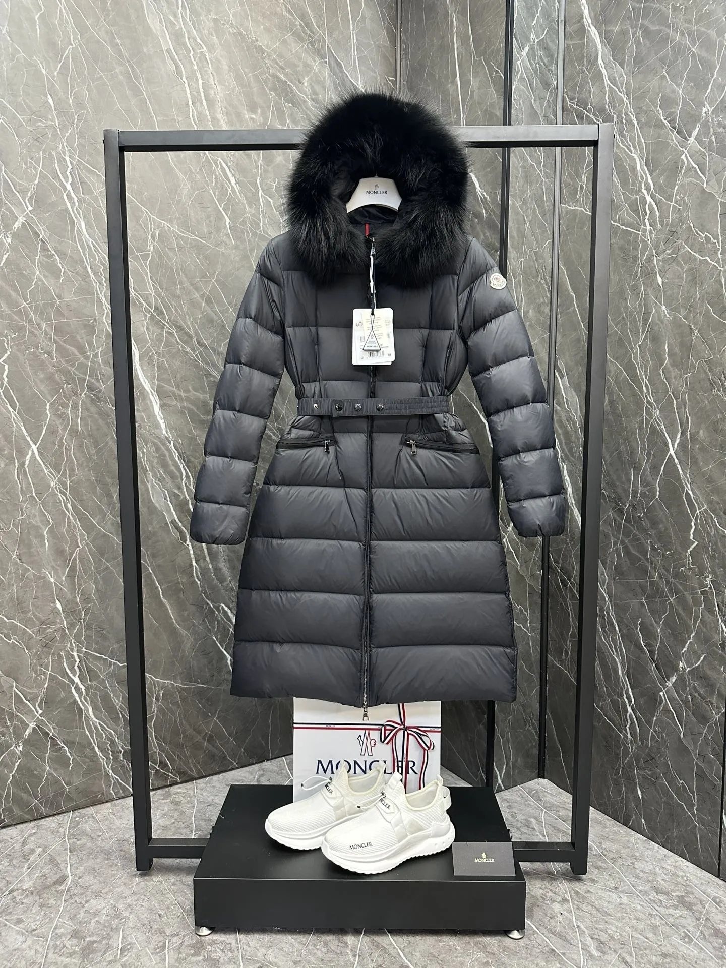 Moncler Boedic Down Jacket Black Long - Image 3