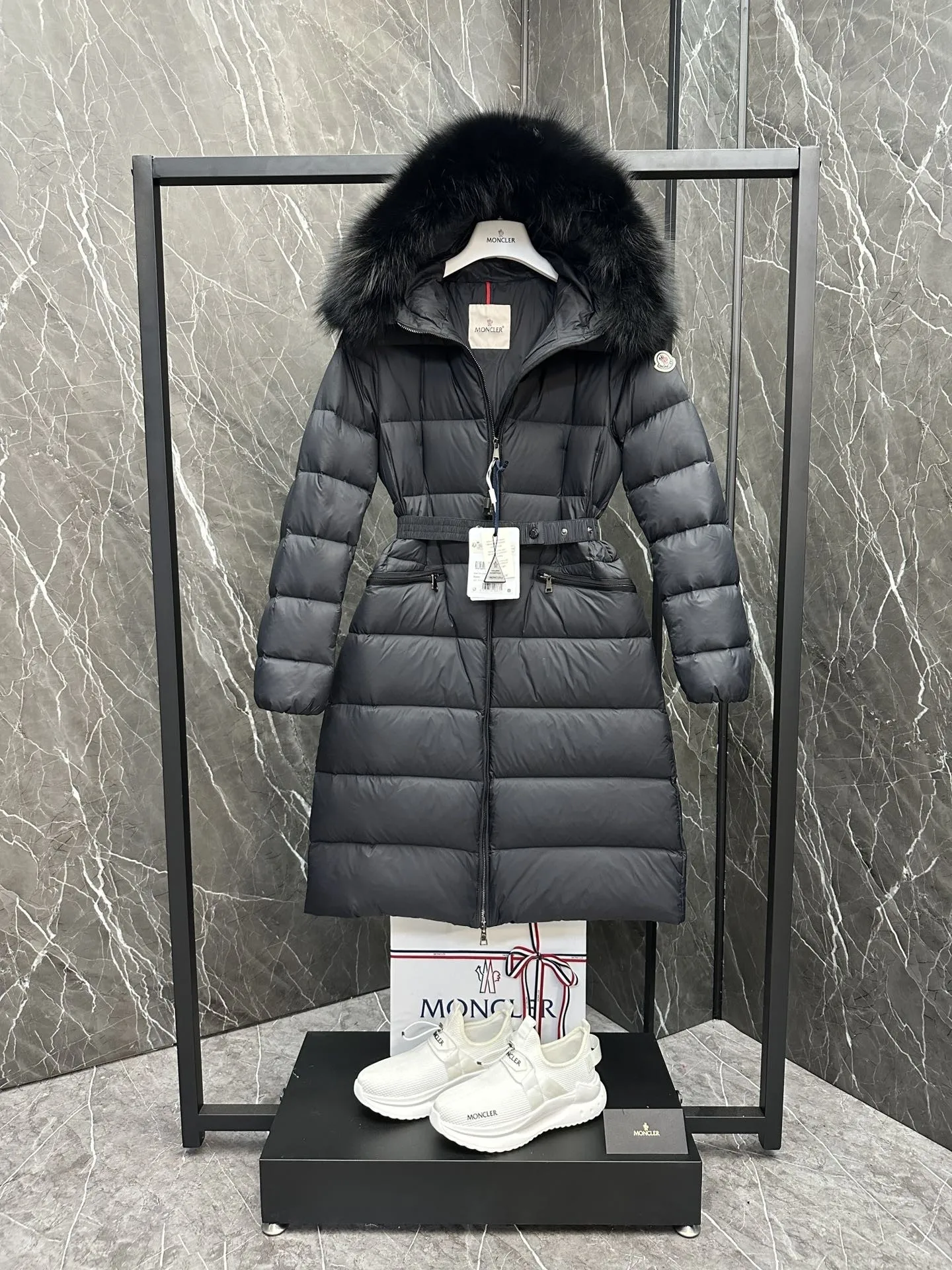 Moncler Boedic Down Jacket Black Long - Image 4