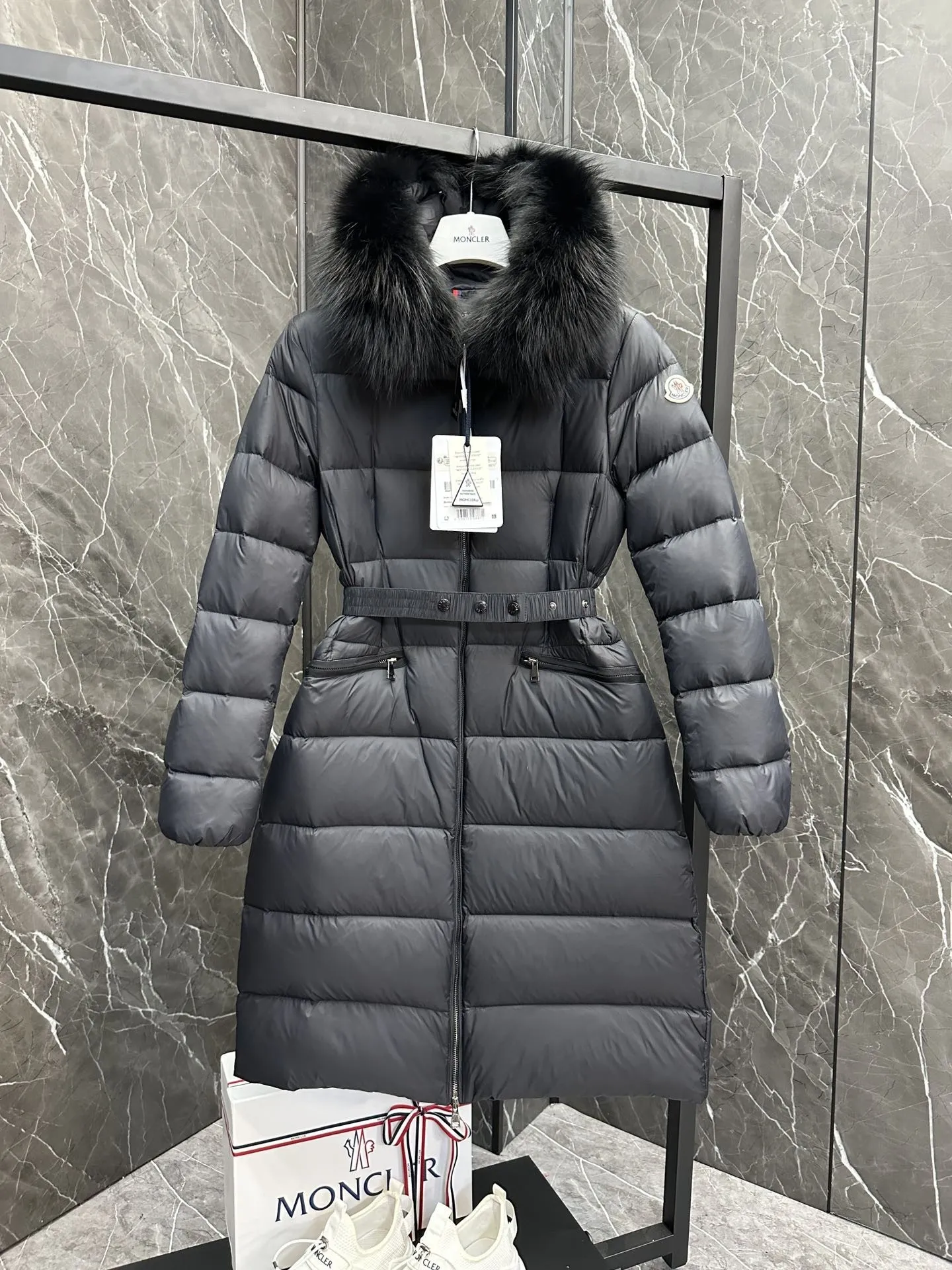 Moncler Boedic Down Jacket Black Long - Image 5