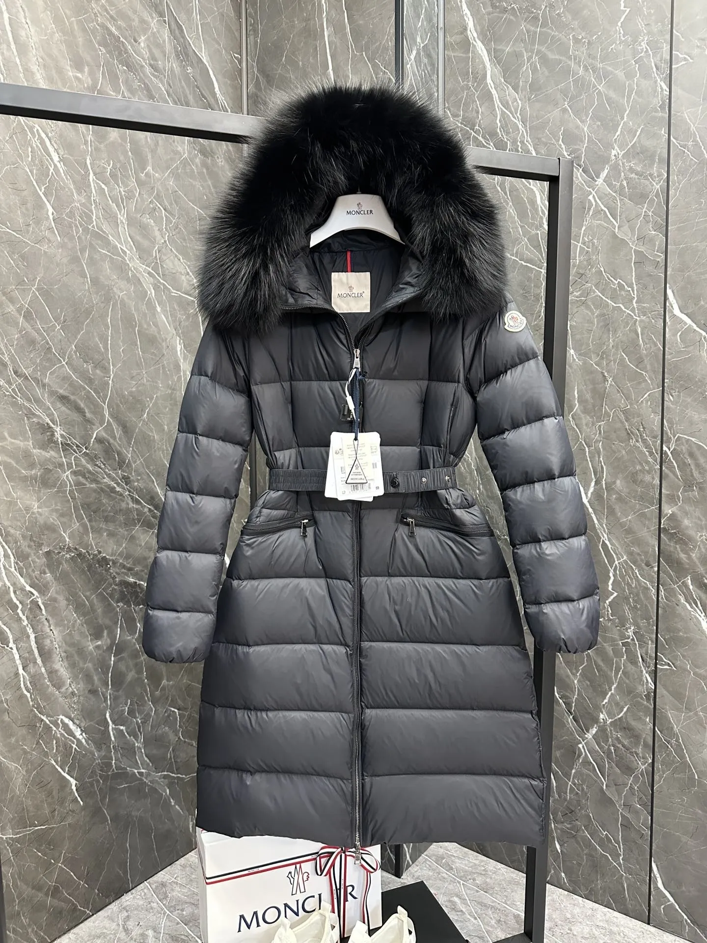 Moncler Boedic Down Jacket Black Long - Image 6