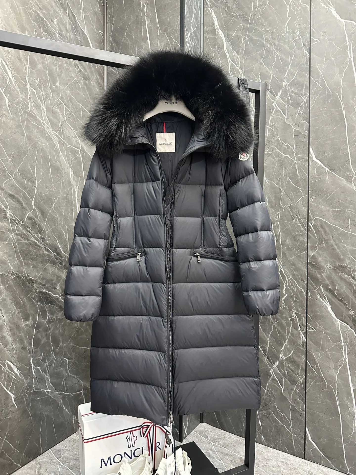 Moncler Boedic Down Jacket Black Long - Image 7