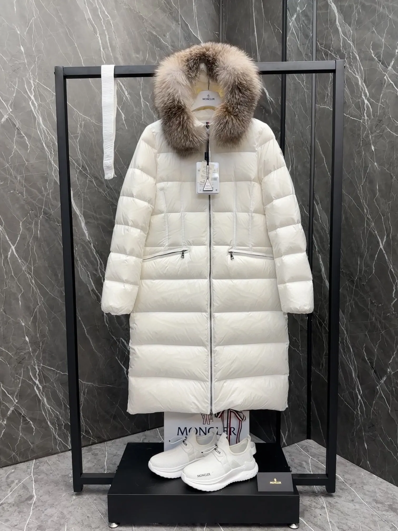 Moncler Boedic Down Jacket White Fur Trim