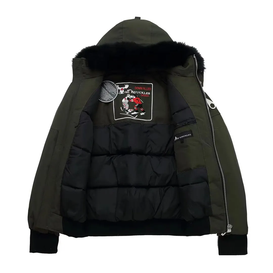 Moose Knuckles Classic Bomber Jacket Olive - Image 3