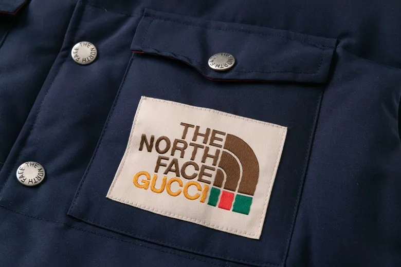 The North Face x Gucci Down Vest Navy - Image 6