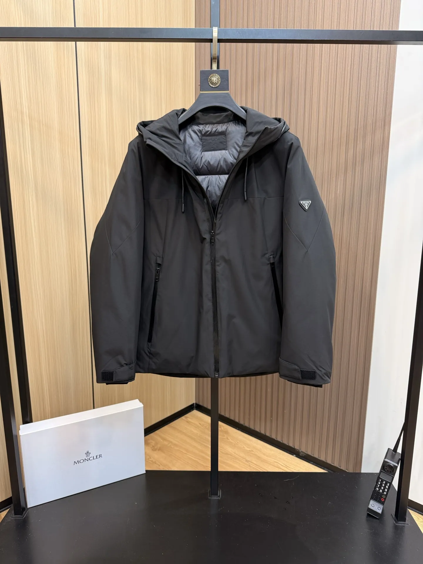 Prada Down Jacket Black Hooded Style - Image 6