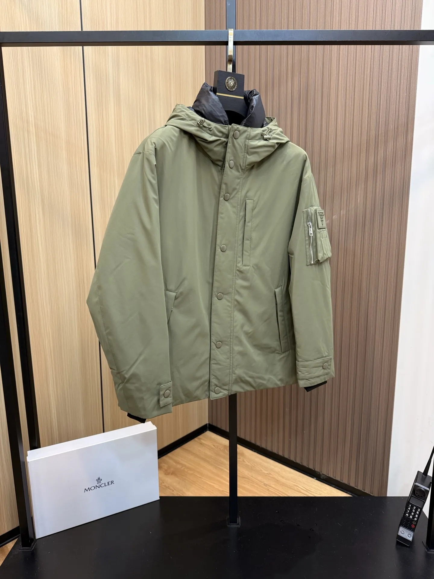 Prada Down Jacket Olive Green Hooded - Image 4