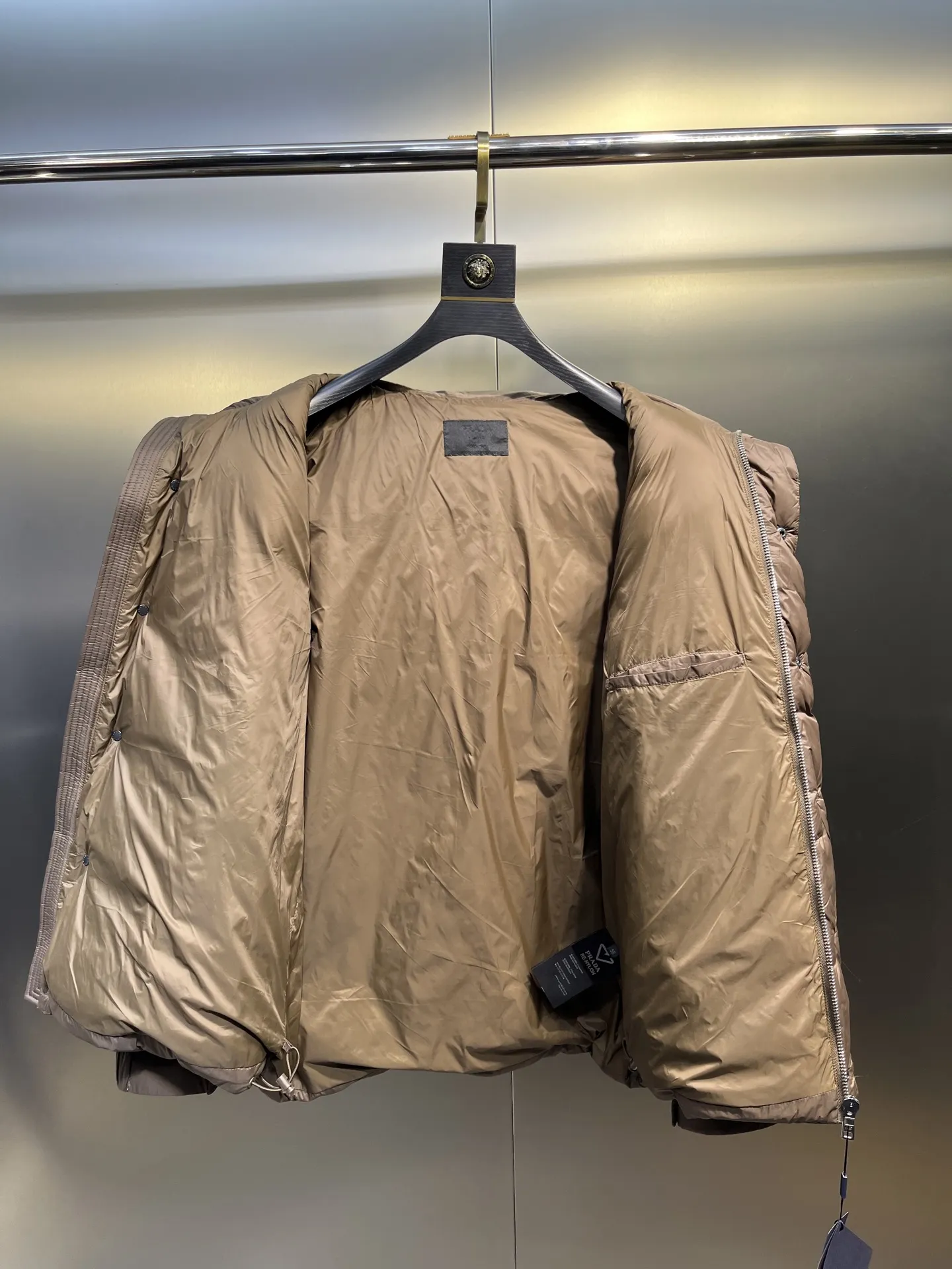 Prada Down Jacket Taupe Hooded Style - Image 13